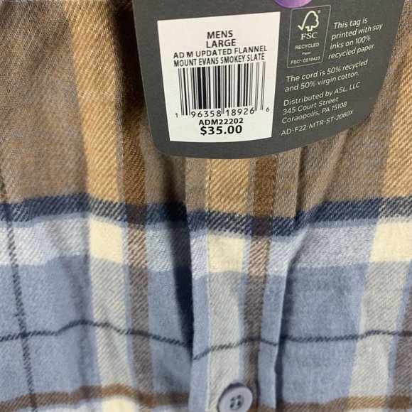 Alpine Design Shirt Mens Large Blue Plaid Cotton Flannel NWT Button-Up 8242 - Picture 4 of 8